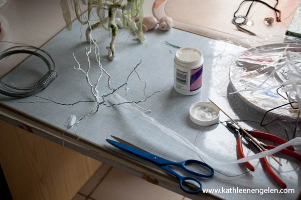 making the branches with wire